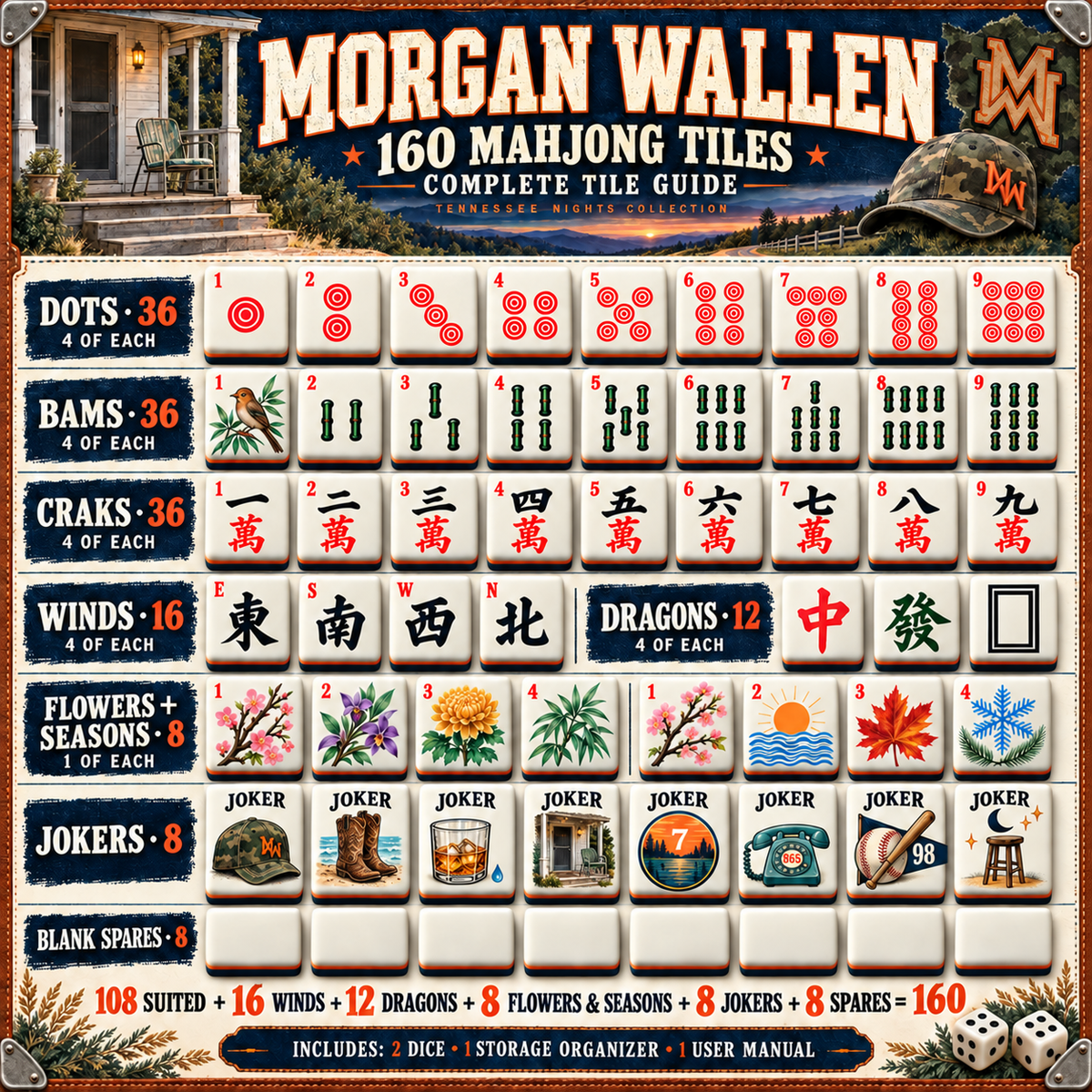 Premium MGWL Mahjong Tiles Set PVNA
