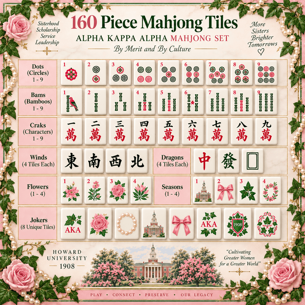 Premium AKA Mahjong Tiles Set TNSM